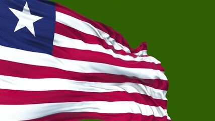 flag of Liberia. close up of the Liberian flag. Liberian flag endless loop. green screen