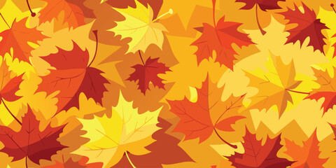 Fototapeta premium Vibrant seamless autumn maple leaves pattern showcasing colorful fall foliage design