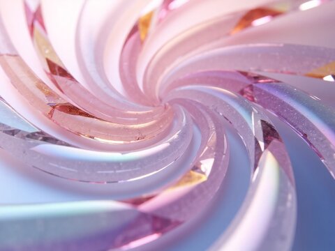 A soft pink glowing spiral of crystal