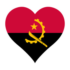 Angola flag heart shaped icon digital vector illustration. National flag of Angola. Love flag icon.