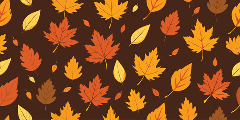 Seamless vector pattern with autumn maple leaves, a vibrant fall foliage design