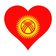 Kyrgyzstan flag heart shaped icon digital vector illustration. National flag of Kyrgyzstan. Love flag icon.