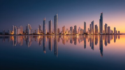 Surfers Paradise Skyline Reflection at Dawn