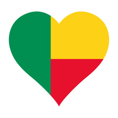 Fototapeta premium Benin flag heart shaped icon digital vector illustration. National flag of Benin. Love flag icon.