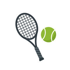 Tennis racket and ball graphic design, isolated on white background.