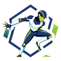 Sport silhouette vector illustration of a running man athlete in action