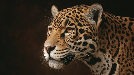 Naklejka premium Detailed jaguar portrait showing spotted fur