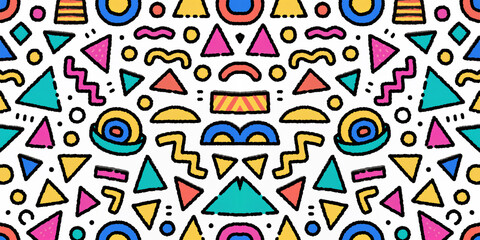 Colorful geometric patterns create vibrant visual excitement and joy