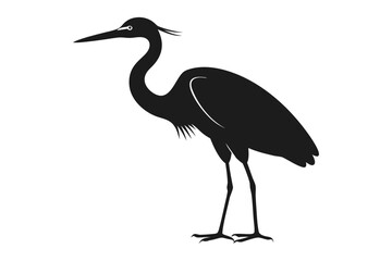 Obraz premium heron--black-illustration-silhouette-vector-on-
