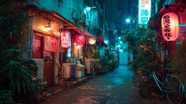 Colorful Tokyo night street view