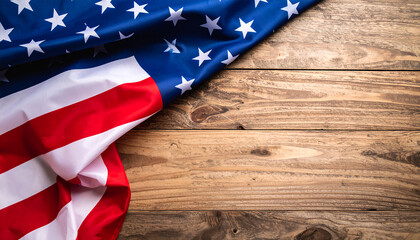 American flag on wood patriotic usa background