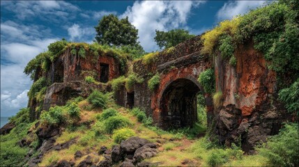 Fototapeta premium Goa's cliffside fort ruins