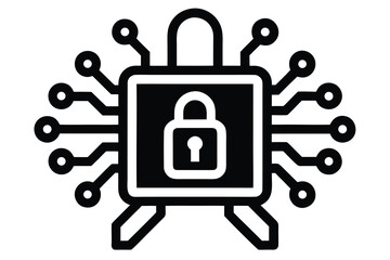 ai lock chip vector icon