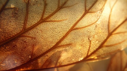 Fototapeta premium Delicate leaf illuminated by sunlight
