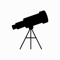 Telescope icon on tripod representing astronomy and space &ndash; filled