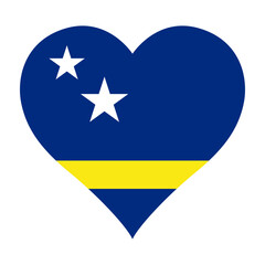 Curacao flag heart shaped icon digital vector illustration. National flag of Curacao. Love flag icon.