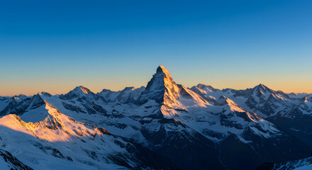 Snowy Mountain Peaks at Sunrise PNG