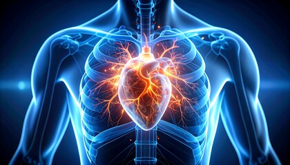 Human Heart Illustration with Circulatory System