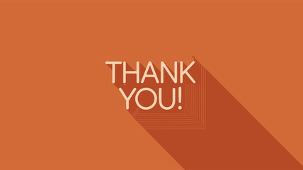  Bold White Thank You Text with Long Shadow on Orange Background for Modern Appreciation, Gratitude, and Minimalist Greeting Concepts"