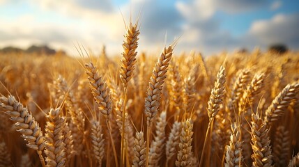 Golden wheat field under a vibrant sky