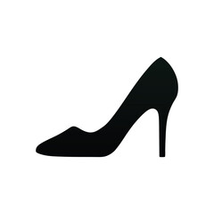 Elegant High Heel Shoe Silhouette in Black on a White Background