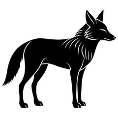 Elegant Coyote Illustration in Black Silhouette Style silhouette