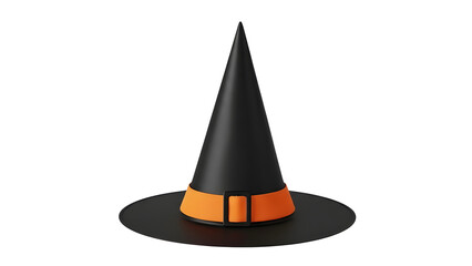 Fototapeta premium Black witch hat halloween costume accessory isolated on white background for party decoration 3d render on transparent background