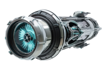 Futuristic jet engine on transparent background
