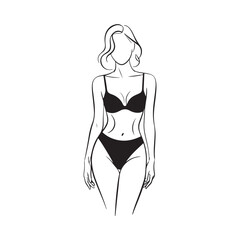 Woman vector silhouette. Bikini girl icon
