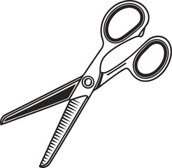 Cutting Edge Precision: A sleek and sophisticated scissor, meticulously rendered in a minimalist black and white design, is poised for a precise cut, a symbol of both elegance and functionality.