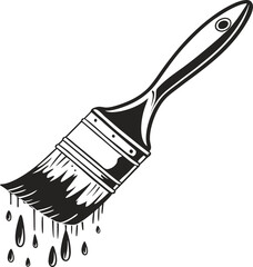 Vector illustration of a painter's hand holding a green paintbrush, splattering colors on a canvas