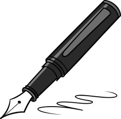 Elegant Ink: A sleek fountain pen gracefully traces a flowing line, symbolizing creativity, precision, and the timeless art of writing. 