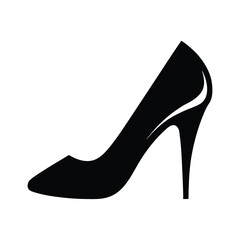 Elegant high heel shoe silhouette in black and white for fashion design