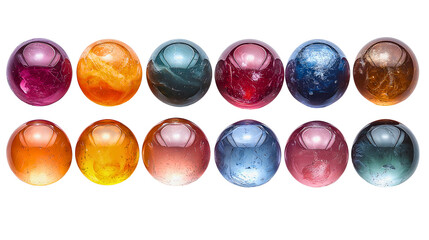 Fototapeta premium Vibrant Orbs: A collection of shimmering, colorful orbs. each one radiates a unique light and captivating internal depth. showcasing the beauty of light, color, and design. 