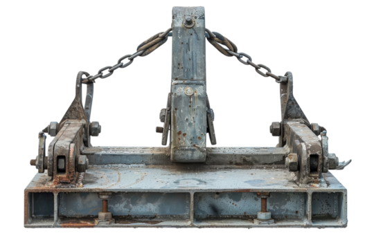 Metal chain assembly on transparent background