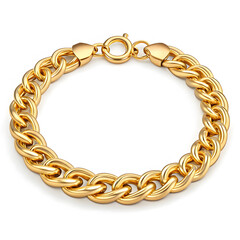 Golden bracelet chain isolated on white background