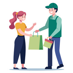 happy couple shopping