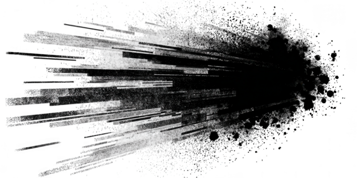 Black ink splash with streaks isolated on transparent background - Powered by Adobe