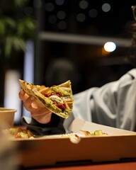 Close-Up of a Cheesy Veggie Pizza Slice with Crispy Crust