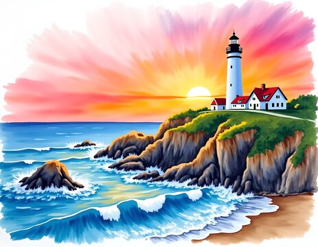 Lighthouse on the island, background