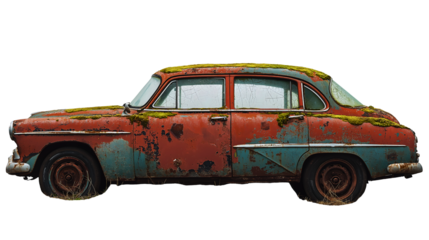 Vintage Car with Weathered Beauty: An aged classic car, displaying weathered beauty, is a nostalgic symbol of a bygone era. It tells a silent story of resilience and timeless charm. 