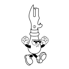 Retro character design from angry manual opener outline