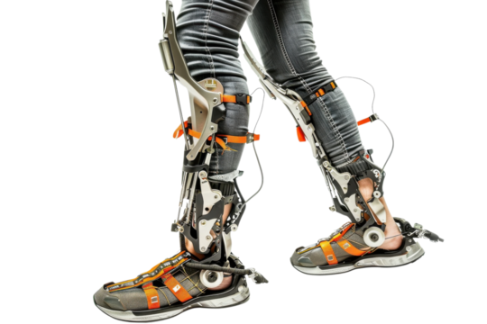 Legs with exoskeleton on transparent background