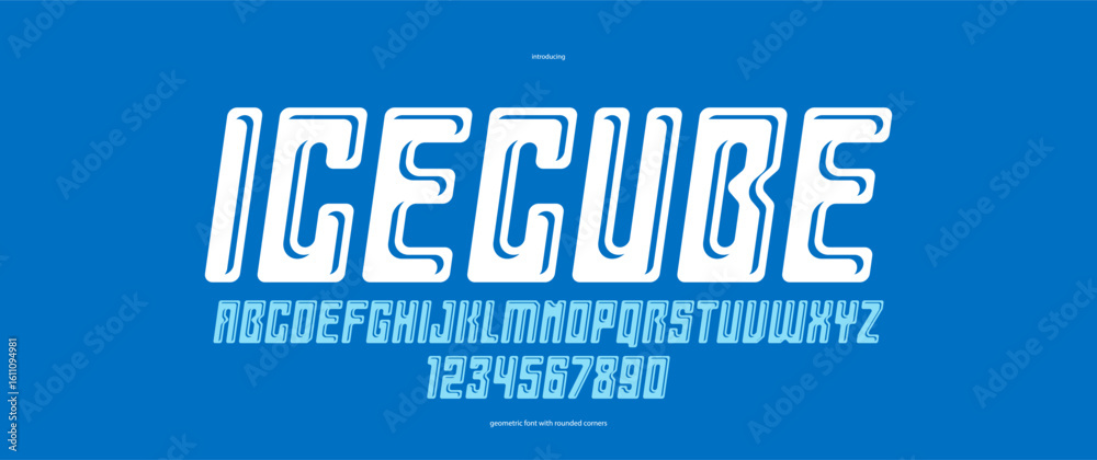 Aufkleber ice cube minimal rounded vector font for logos and posters, modern simple display typeface for headl