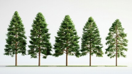 An artistic representation of various pine and fir species.