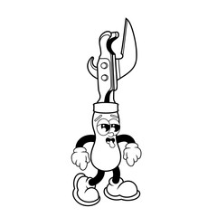 Retro character design from manual opener tired outline