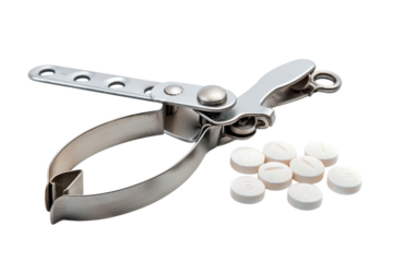 Pill splitter device on transparent background