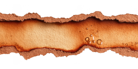 A torn paper edge with burnt texture isolated on transparent background
