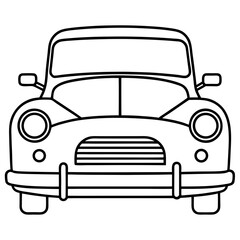 Classic Car Outline — Front View Sketch 