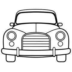 Classic Car Outline — Front View Sketch 